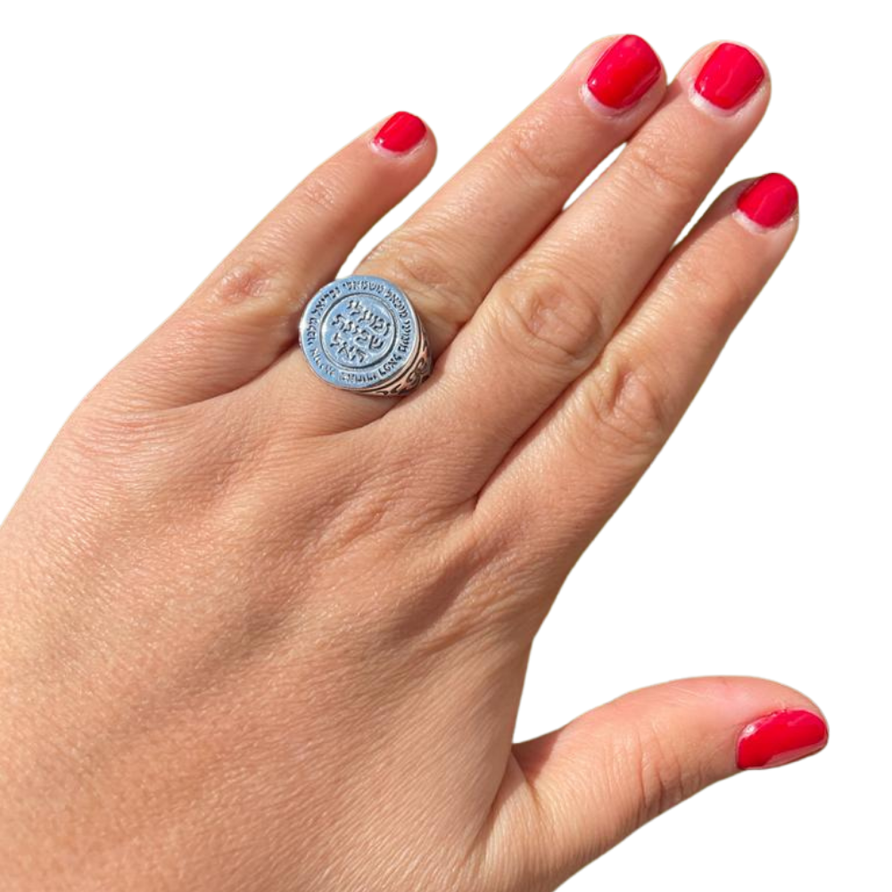 Kabbalah Angel Protection Signet Ring in Sterling Silver