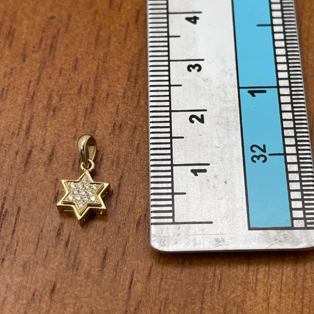 18K Gold Diamond Star of David Pendant
