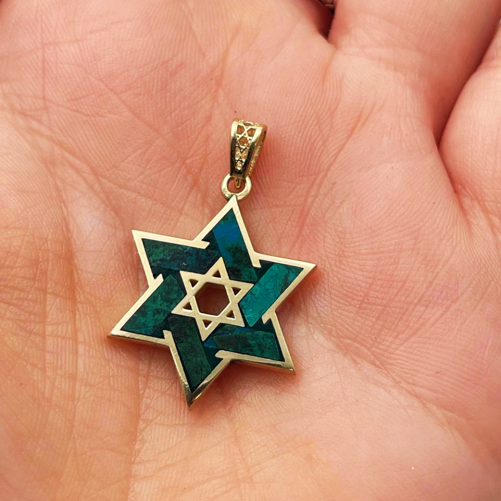 Eilat Star of David Pendant in 14K Gold