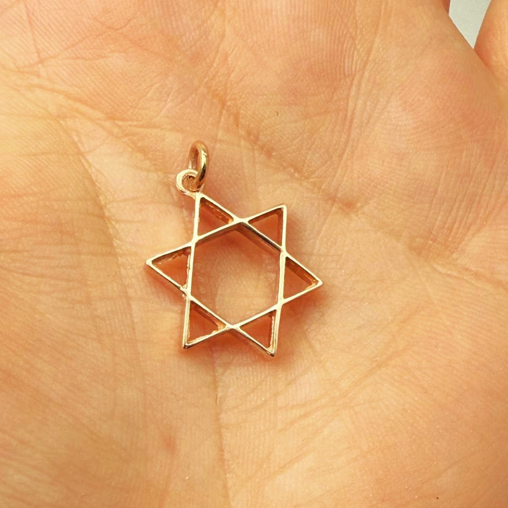 14K Gold Star of David Pendant  Magen David Jewish Charm