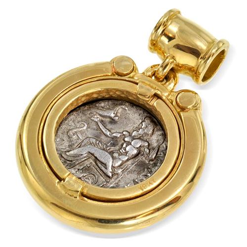 18k Gold and Diamond Alexander Coin Pendant