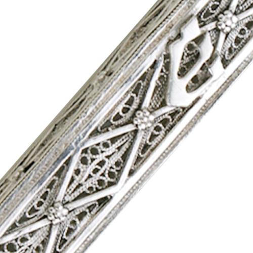 Sterling Silver Rectangular Filigree Mezuzah
