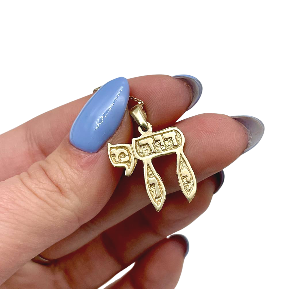 Gold David King of Israel Chai Pendant