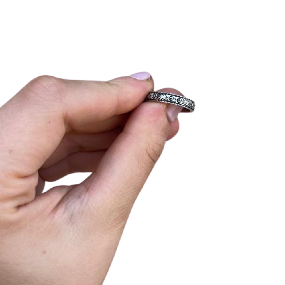 14K Gold Engraved Floral Ani L'dodi Ring