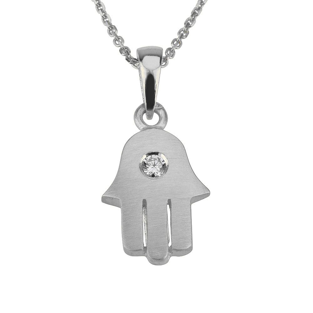 18K Gold Diamond Contemporary Hamsa Pendant