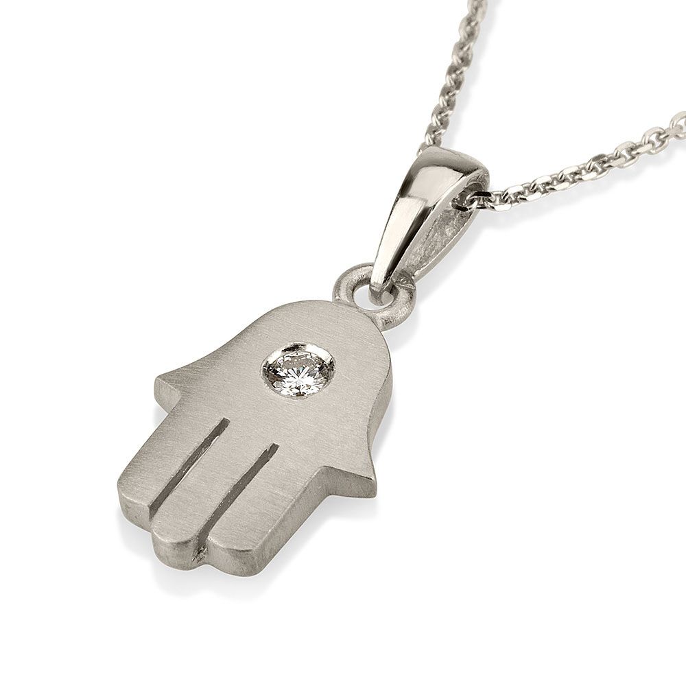 18K Gold Diamond Contemporary Hamsa Pendant