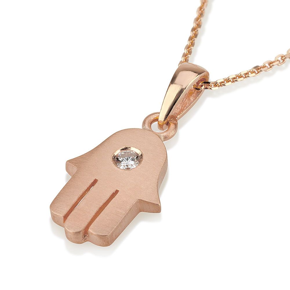 18K Gold Diamond Contemporary Hamsa Pendant