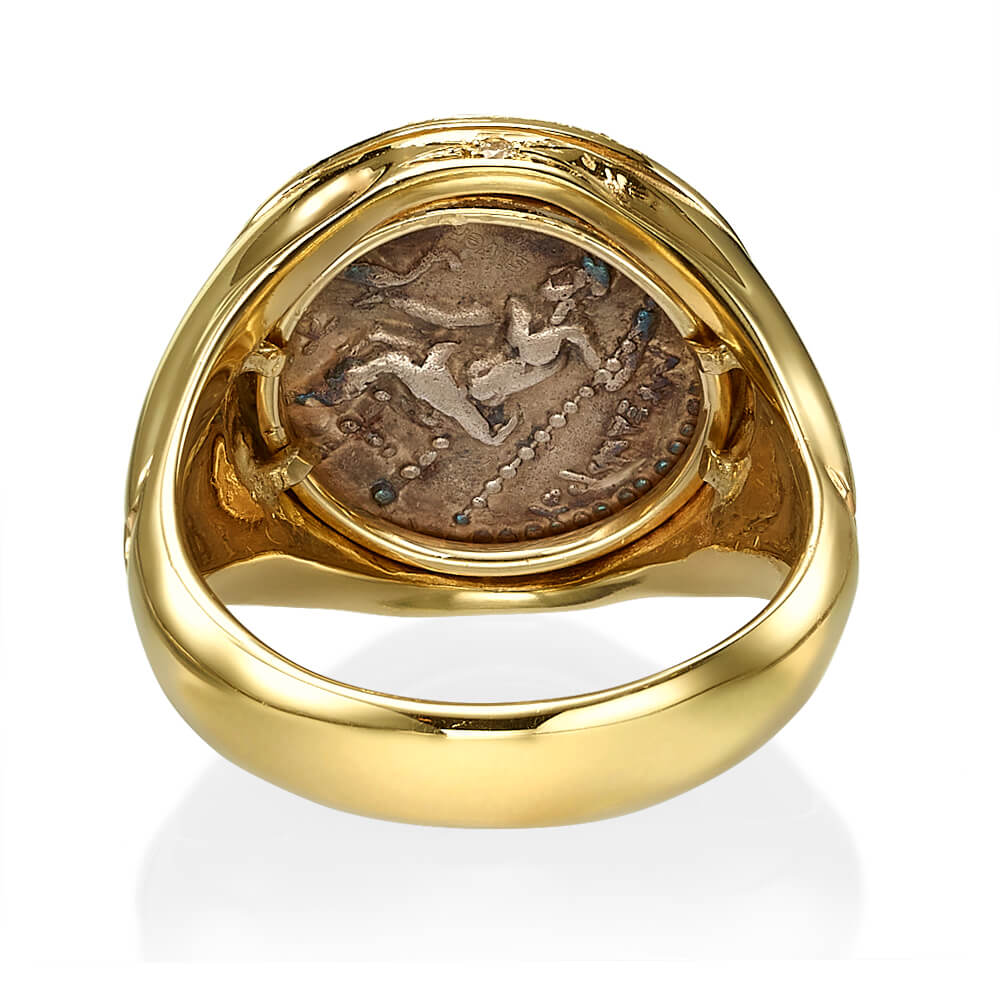 Alexander Coin 14K Gold and Diamond Signet Ring