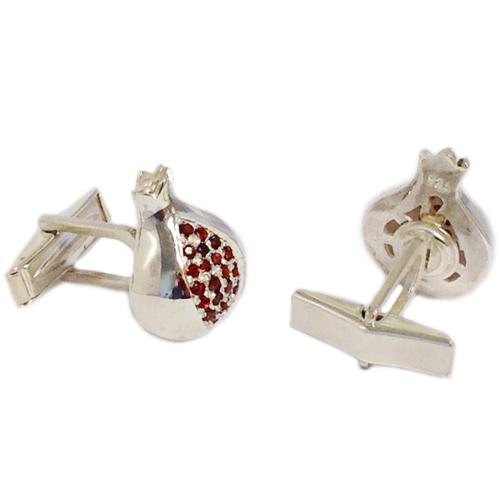 Sterling Silver and Garnets Pomegranate Cufflinks