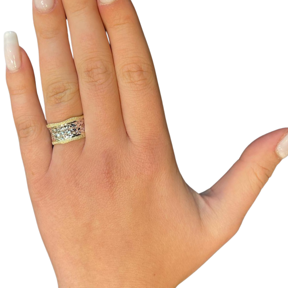 14k White Gold Faceted Wedding Ring