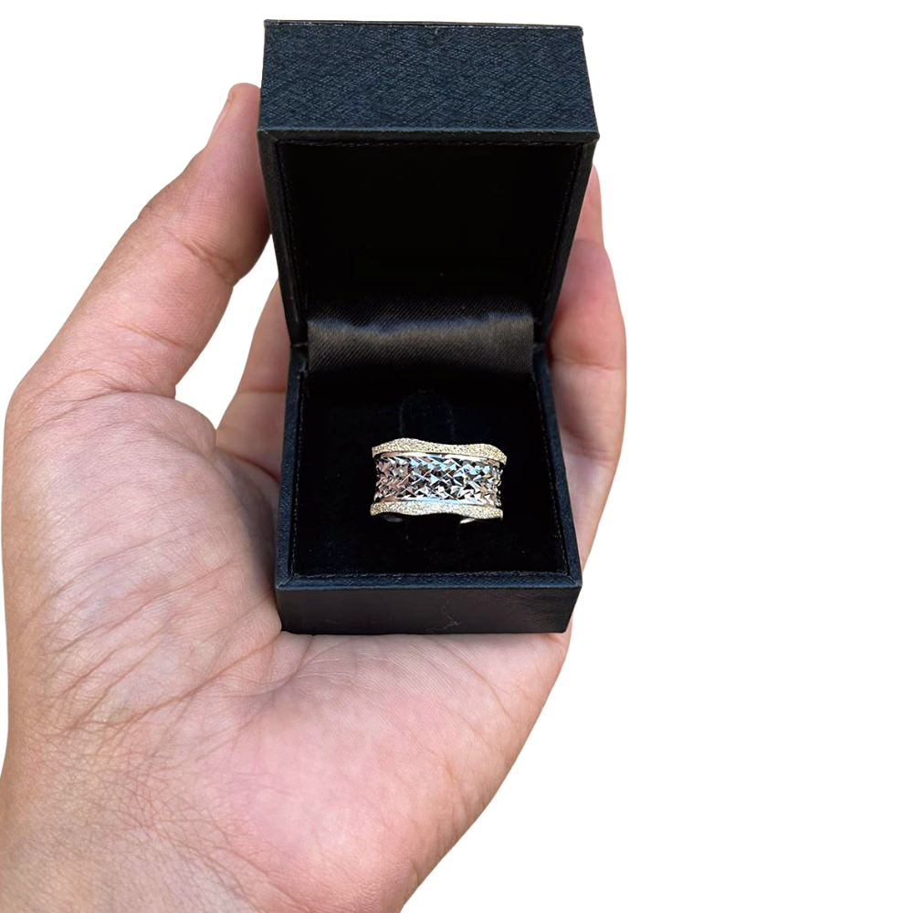 14k White Gold Faceted Wedding Ring
