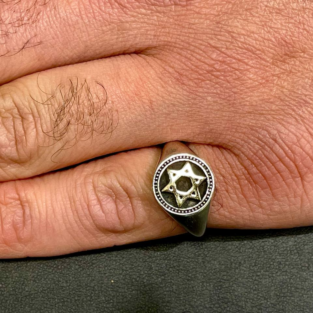 Star of David Signet Ring in 14k Gold and Silver