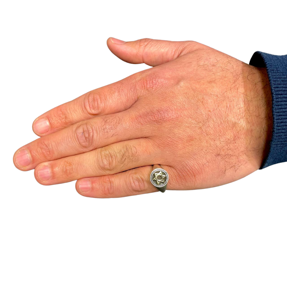 Star of David Signet Ring in 14k Gold and Silver