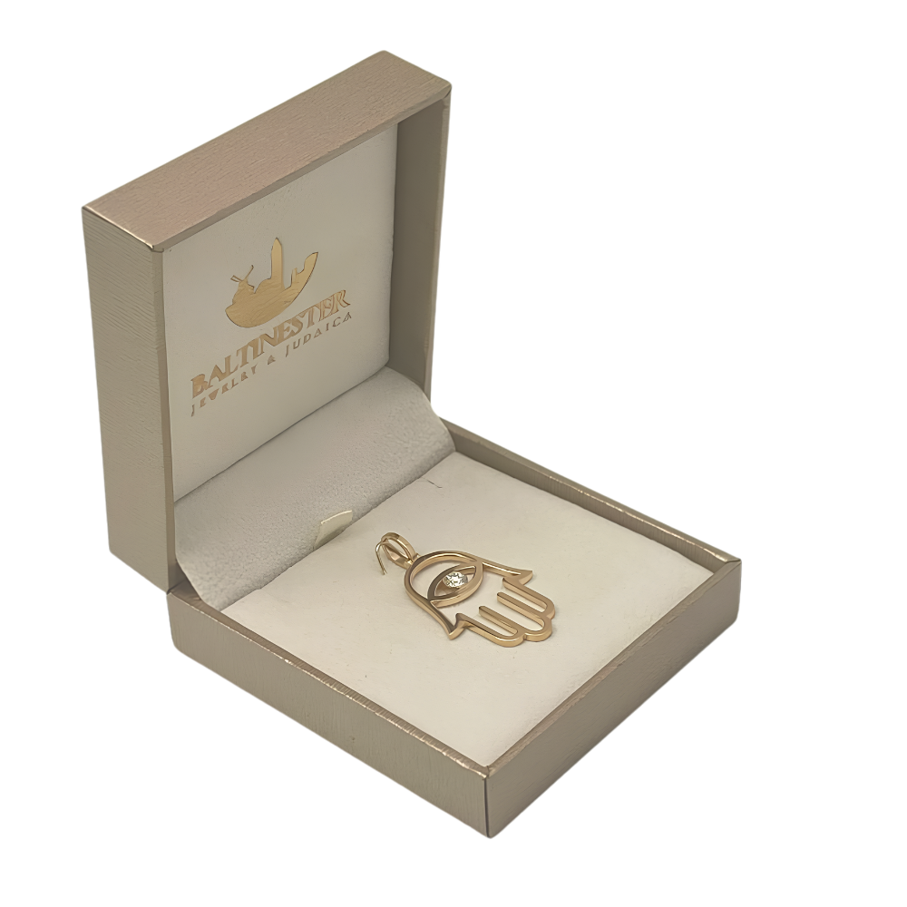 Diamond Hamsa Evil Eye Pendant in 14K & 18K Gold Options