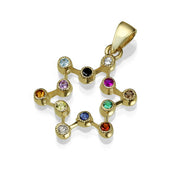 Star of David Pendant - 14K Yellow Gold Stylized Hoshen