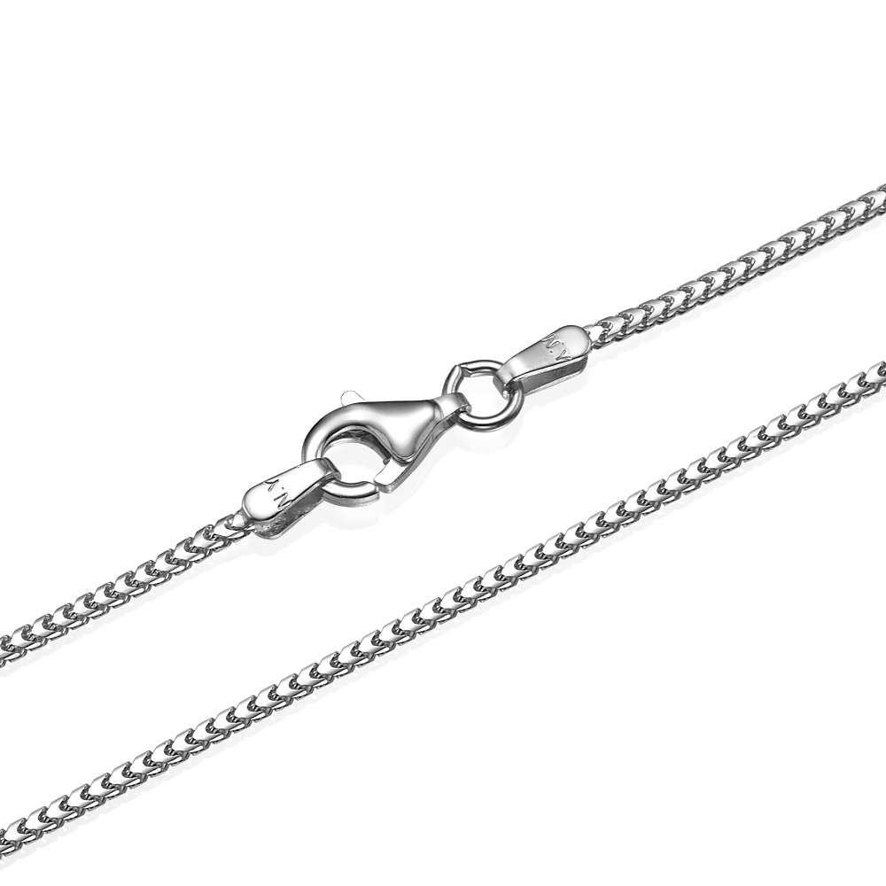 14k White Gold Franco Gold Chain 1.3mm 16-28"