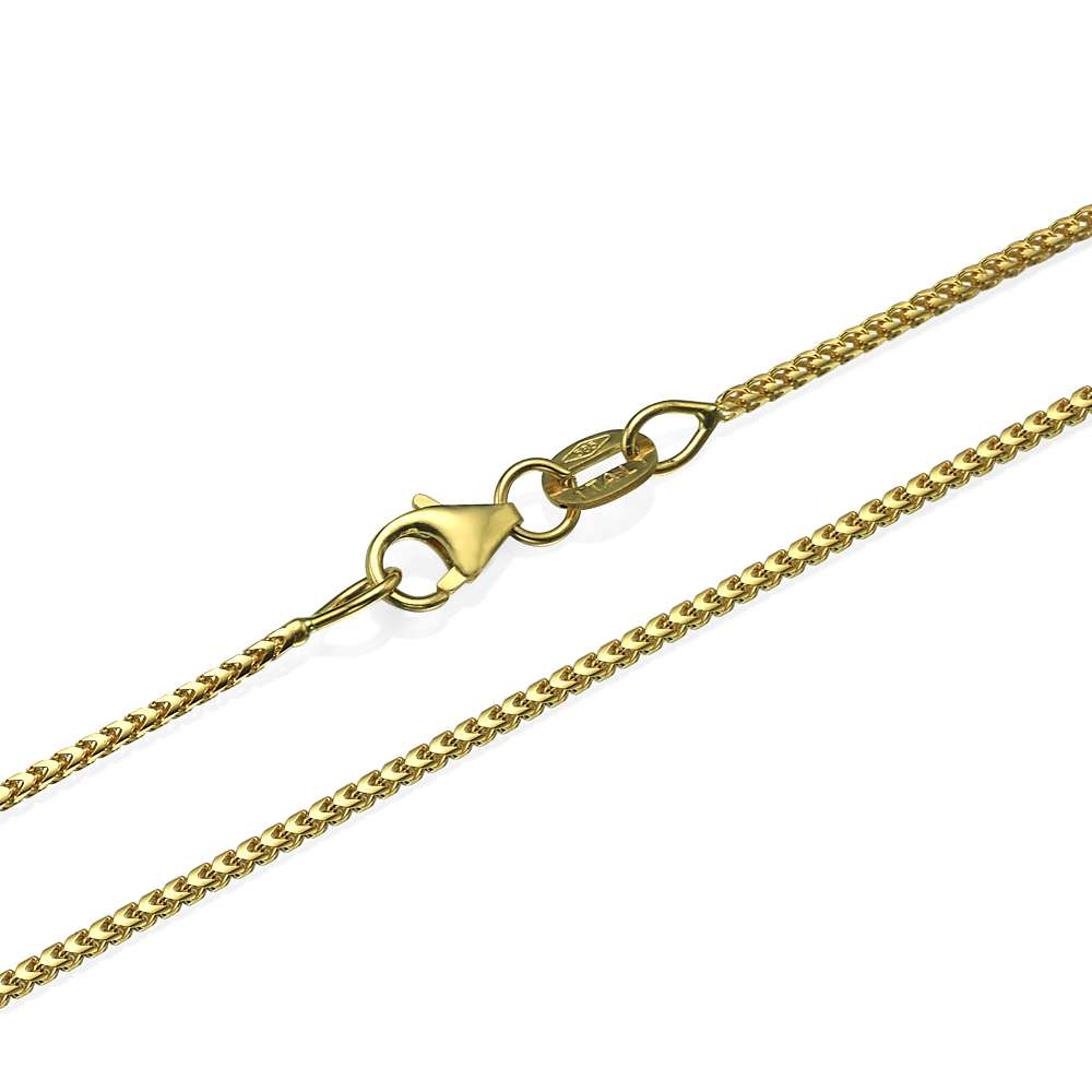 14k Yellow Gold Chain Franco 1.1mm 16-28"
