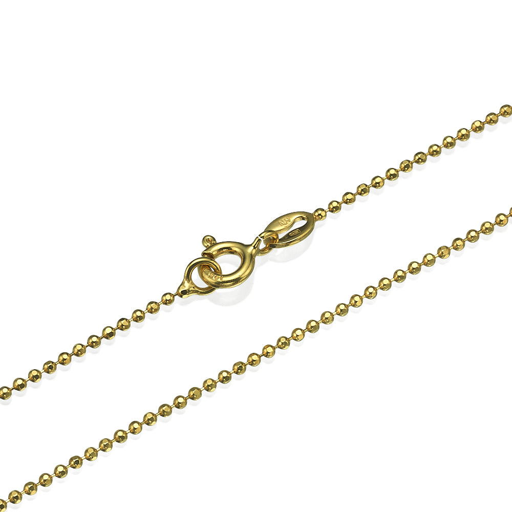 Yellow Gold Diamond-Cut Ball Chain 1.3mm 16-24"