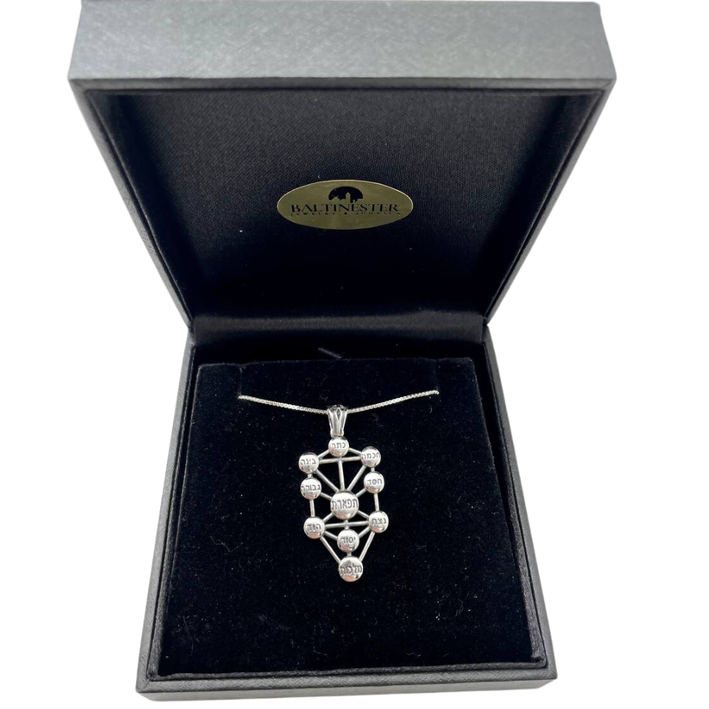 Silver Ten Sephirot Kabbalah Pendant and Chain Set