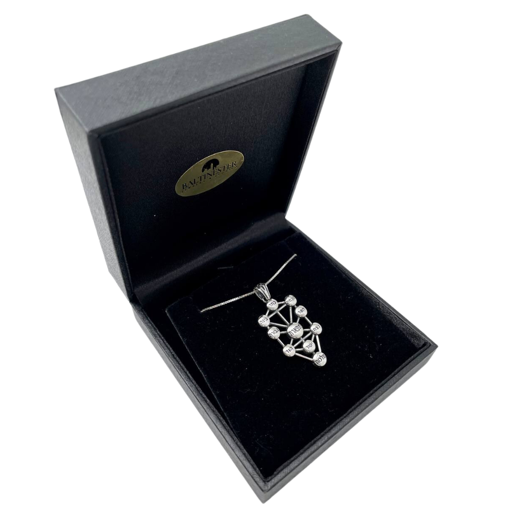 Silver Ten Sephirot Kabbalah Pendant and Chain Set