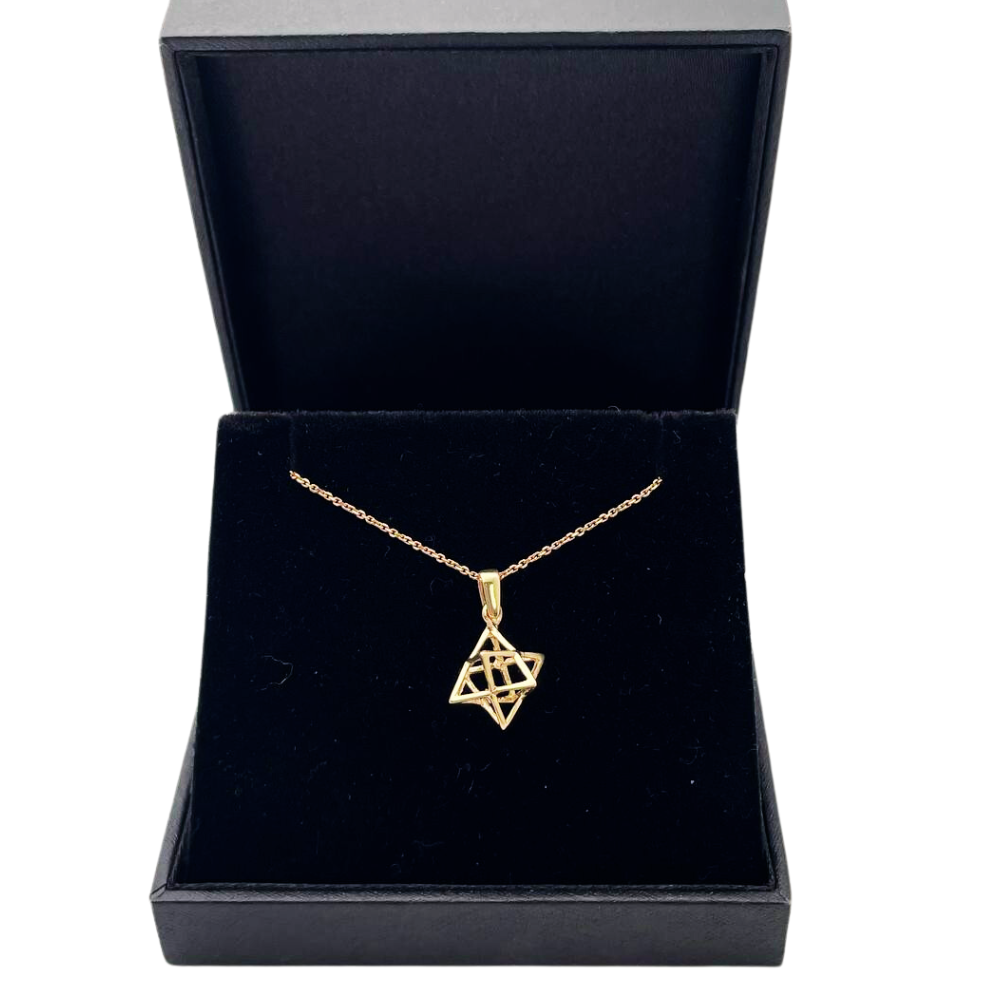 Star of David Pendant - 14k Gold Kabbalistic Merkavah