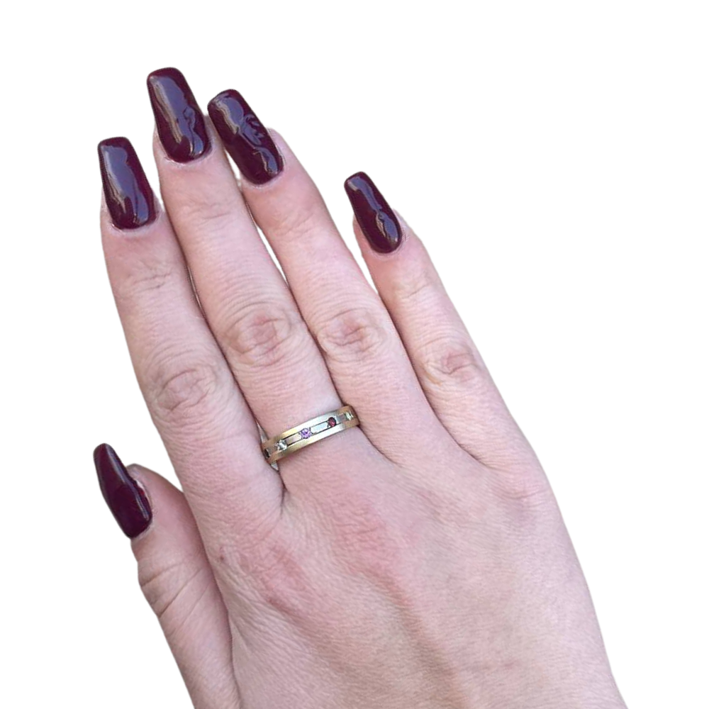 Slim 14k Gold Multicolored Hoshen Gems Wedding Ring Ani Ledodi