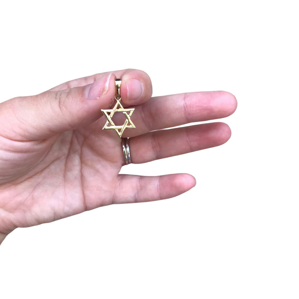 Interwoven Star of David 14k Yellow Gold Pendant