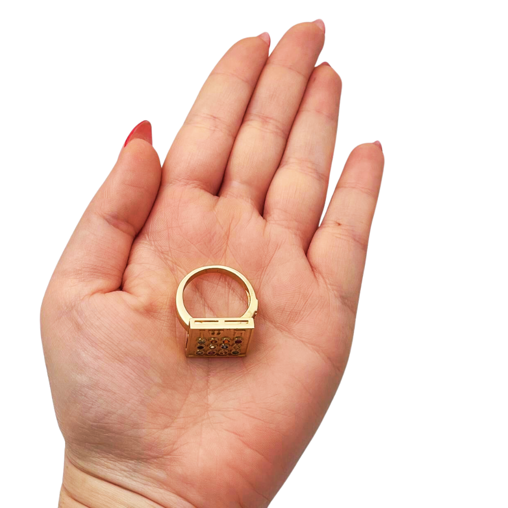 Square Hoshen Ring in 14K Yellow Gold