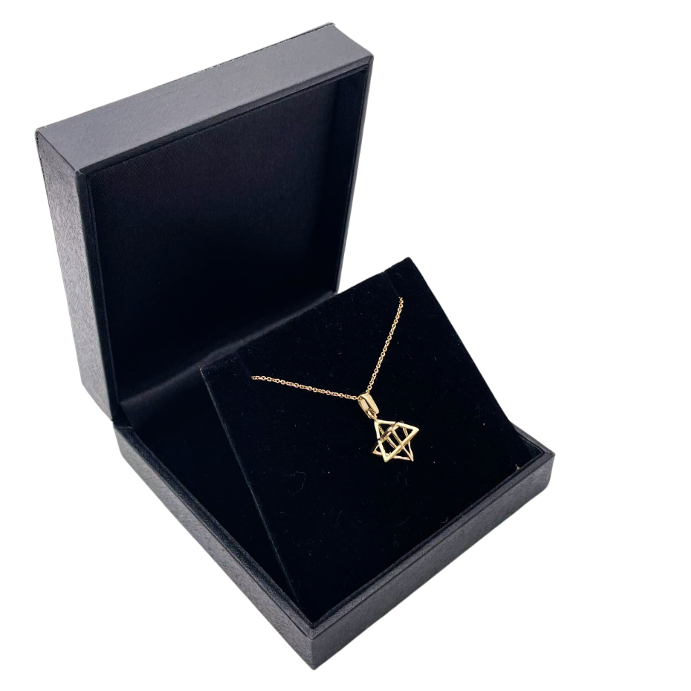 Star of David Pendant - 14k Gold Kabbalistic Merkavah