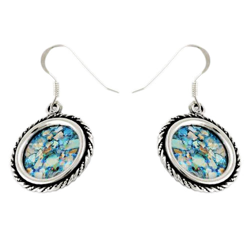 Roman Glass Silver Rope Earrings