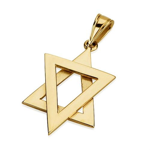 14K Gold Modern Star of David Pendant