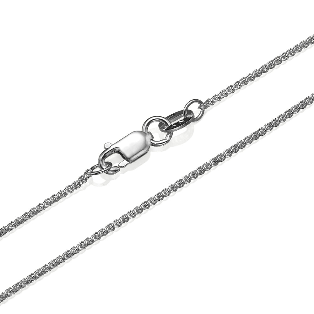 14k White Gold Chain Round Spiga 1.1mm 16-24"