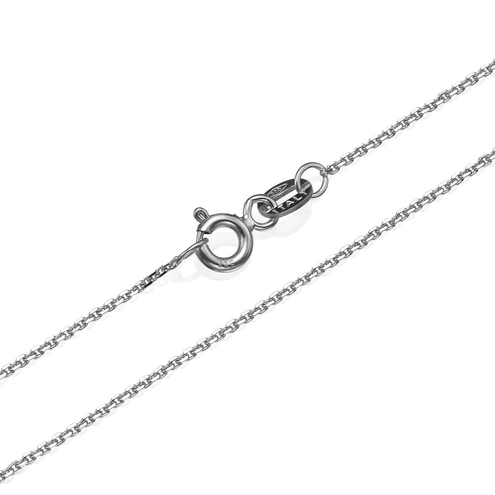 14K White Gold Anchor Link Chain Necklace – 1.3mm