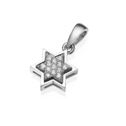 Diamond Star of David Pendant 18k White Gold