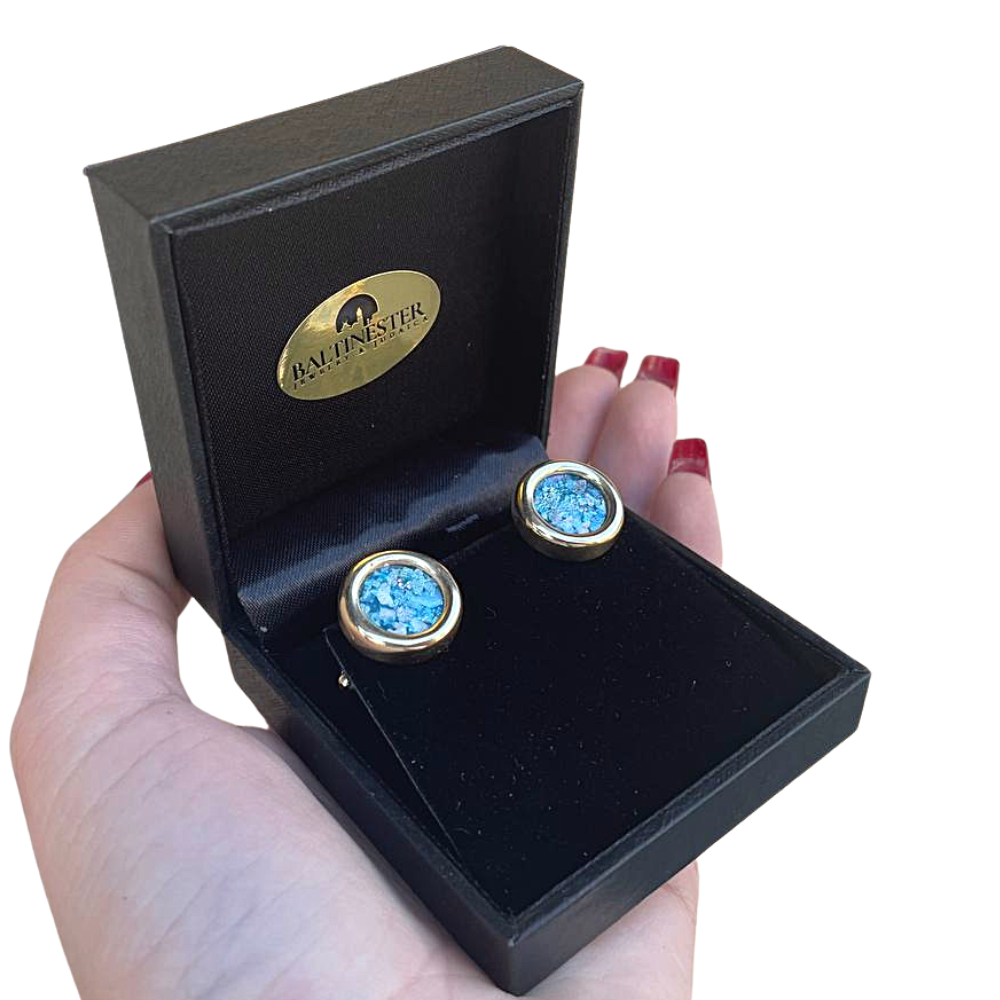 14k Gold Roman Glass Round Cufflinks