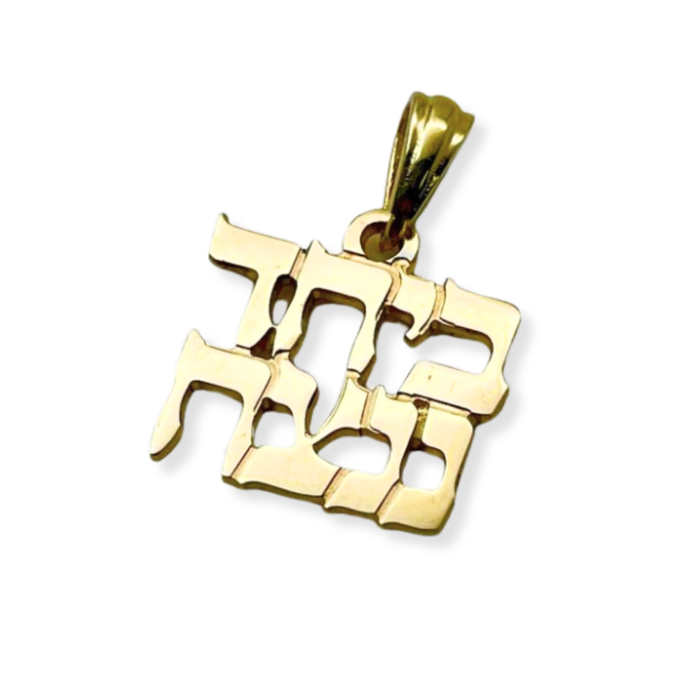 Together We Will Win Hebrew Pendant in 14K Gold - Support Israel