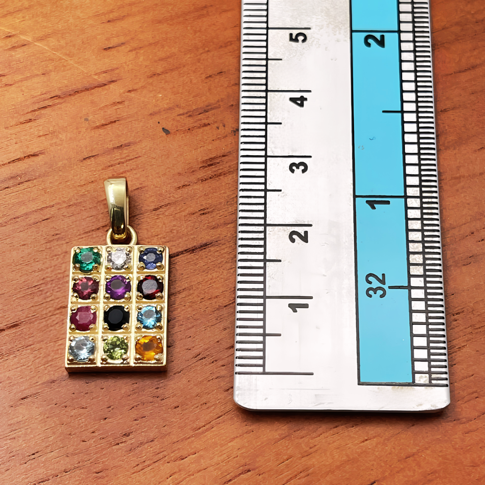 14K Gold Hoshen Pendant with 12 Genuine Gemstones