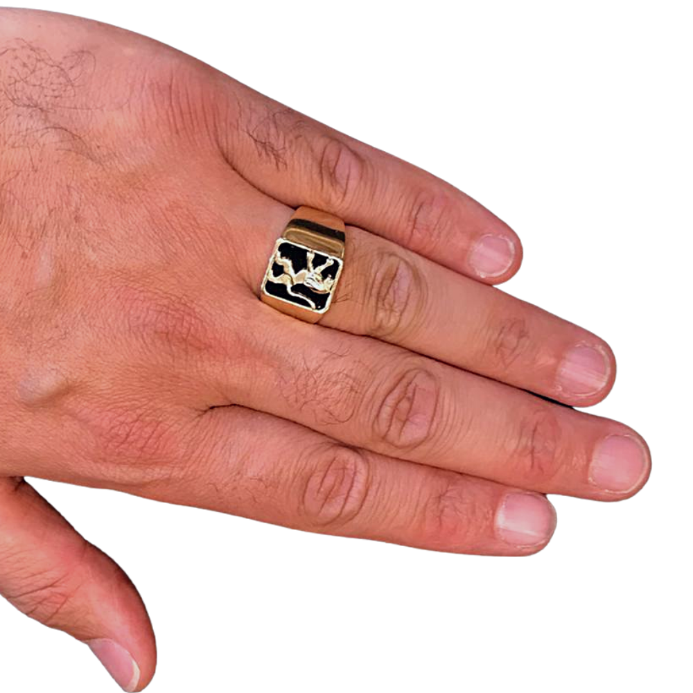 Lion of Judah Signet Ring in 14k Gold with Onyx