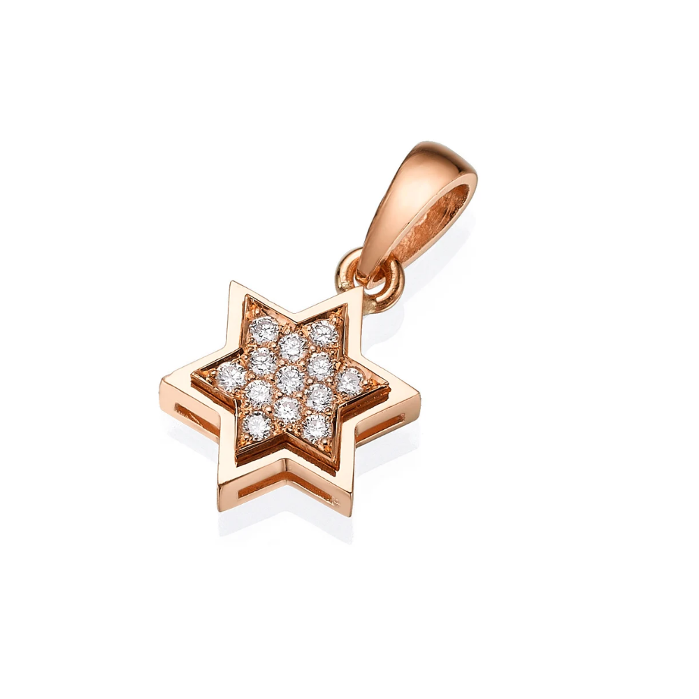 18K Gold Diamond Star of David Pendant