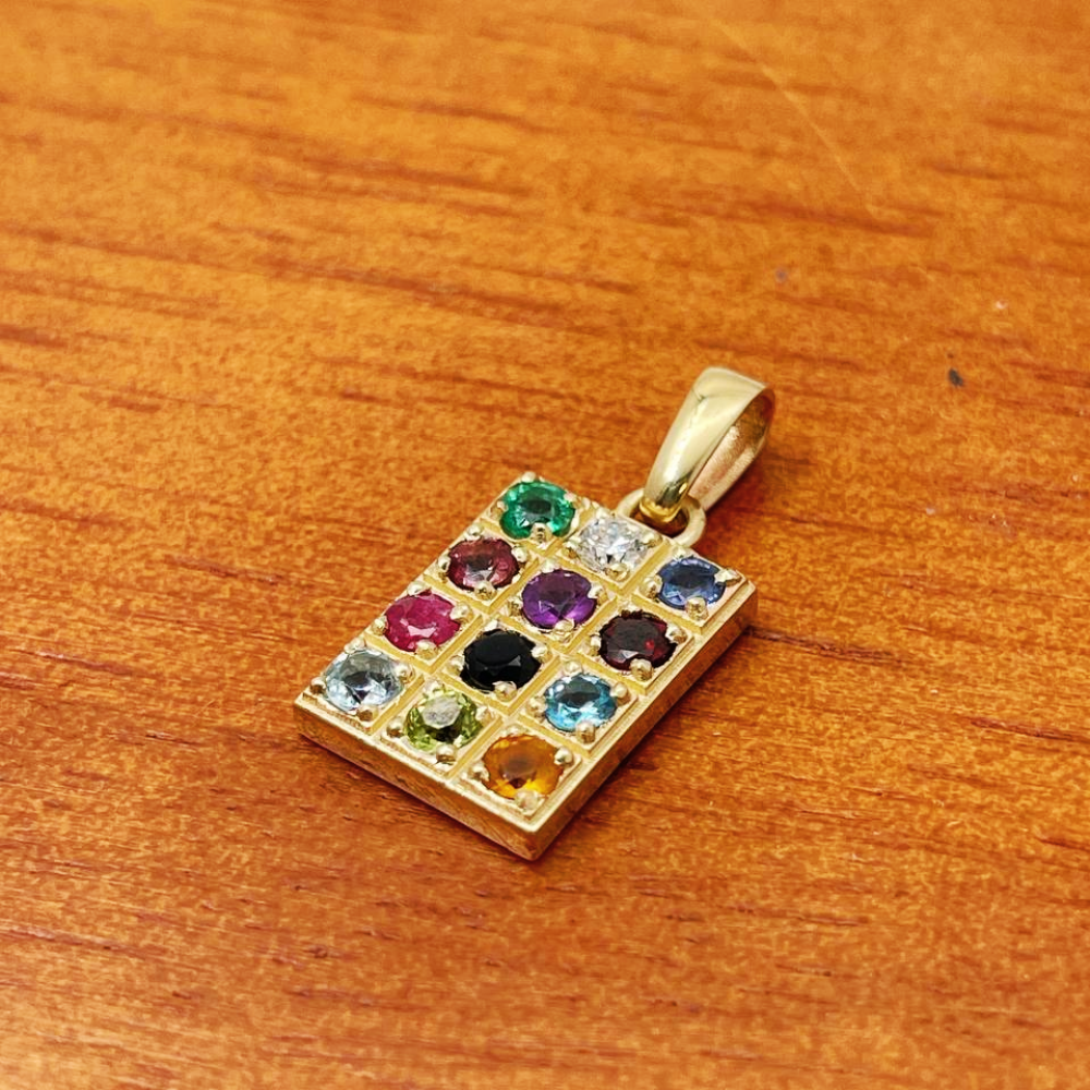 14K Gold Hoshen Pendant with 12 Genuine Gemstones