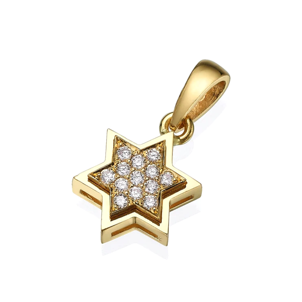 18K Gold Diamond Star of David Pendant