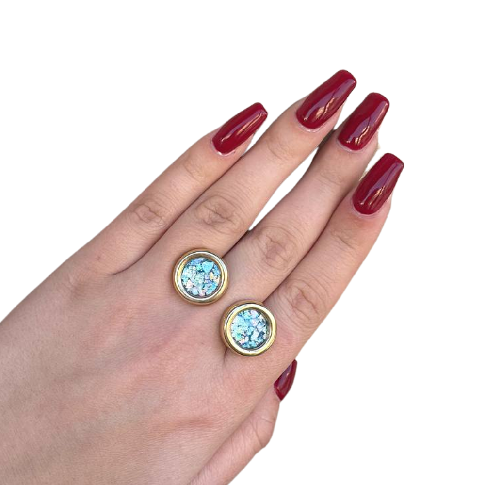 14k Gold Roman Glass Round Cufflinks