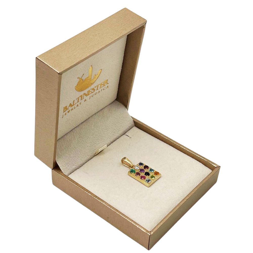 14K Gold Hoshen Pendant with 12 Genuine Gemstones