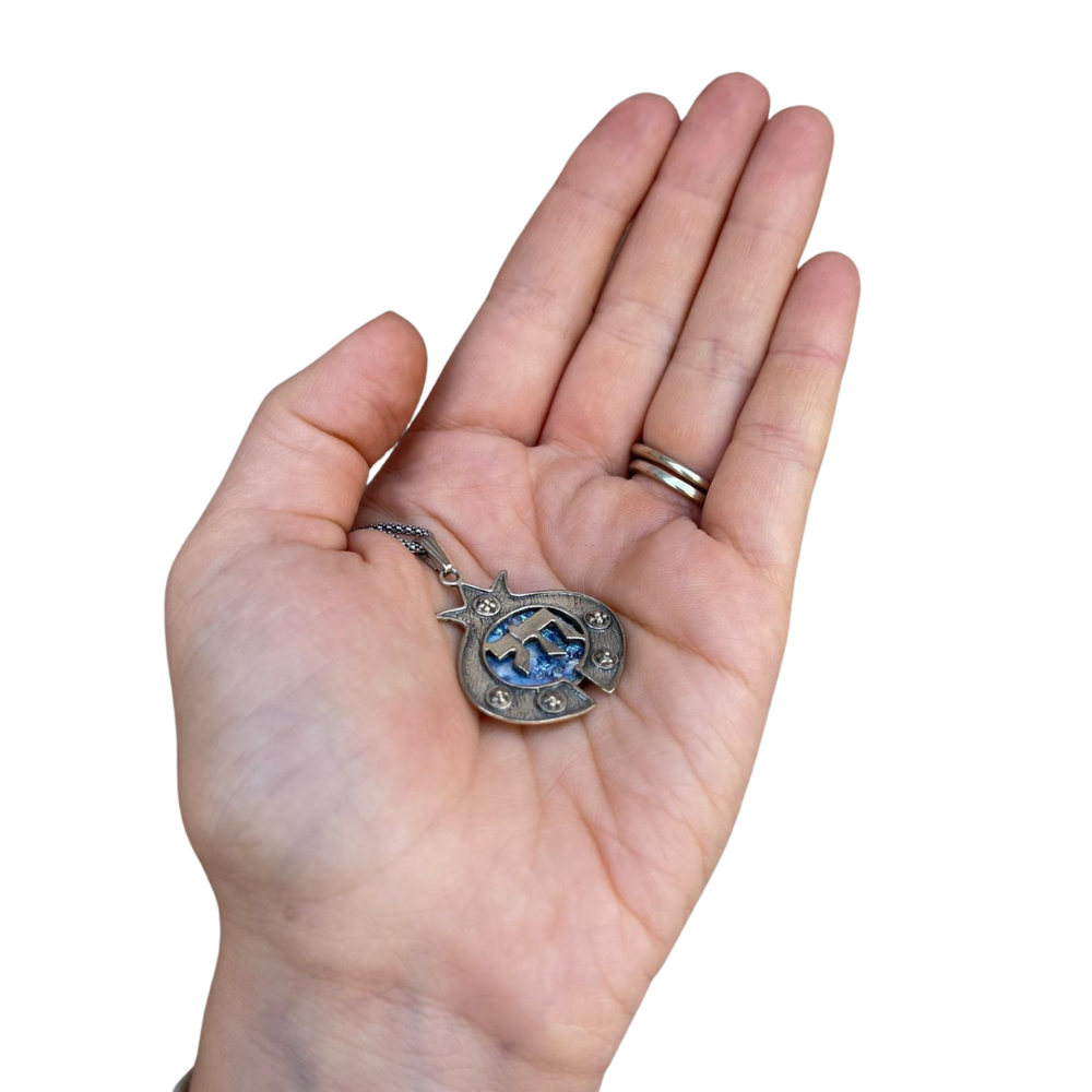 Roman Glass Pomegranate Chai Silver Necklace