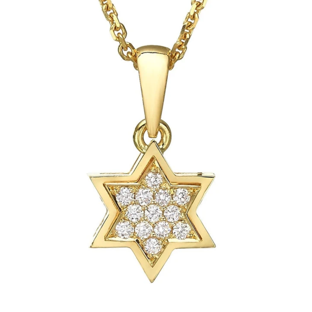 18K Gold Diamond Star of David Pendant