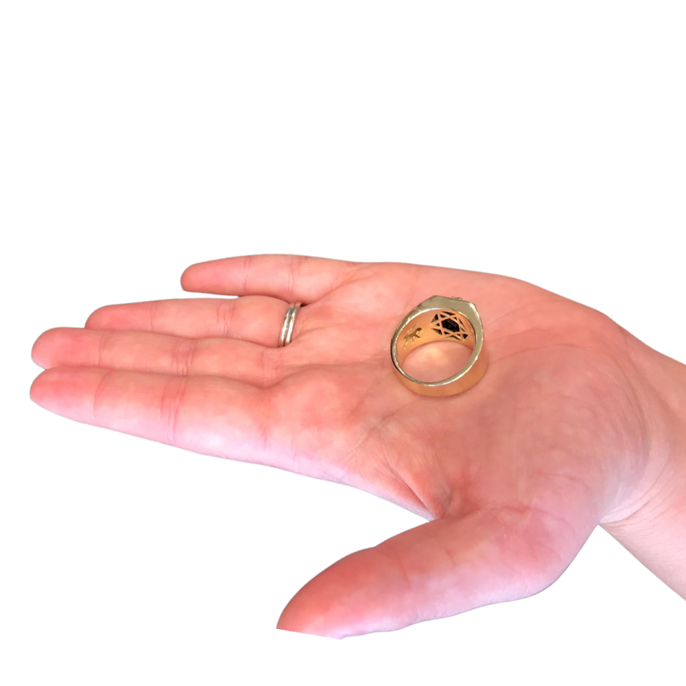 Lion of Judah Signet Ring in 14k Gold with Onyx