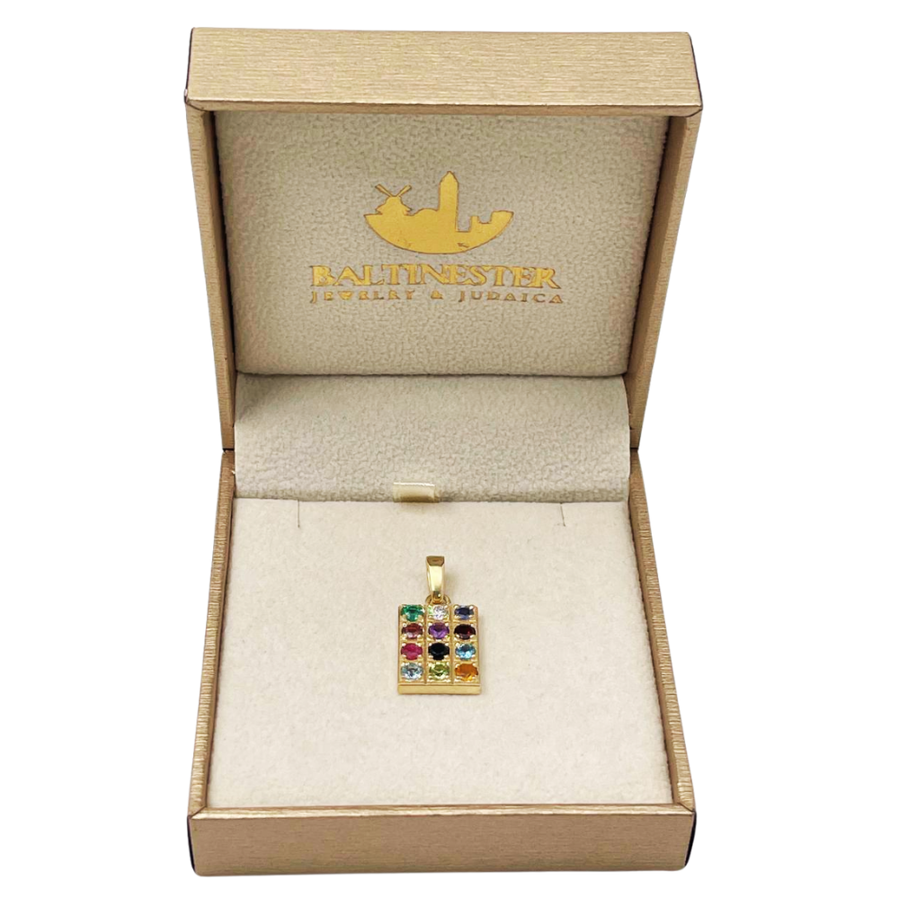14K Gold Hoshen Pendant with 12 Genuine Gemstones