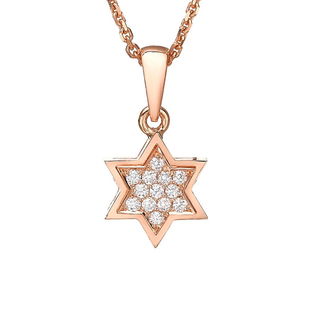 18K Gold Diamond Star of David Pendant