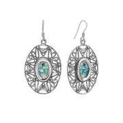 Israeli Roman Glass Sterling Silver Filigree Earrings