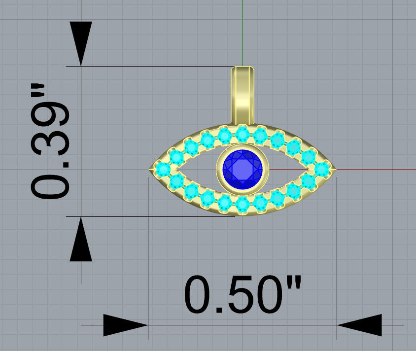 Evil Eye Pendant 18k Yellow Gold Diamond and Sapphire Chain Set